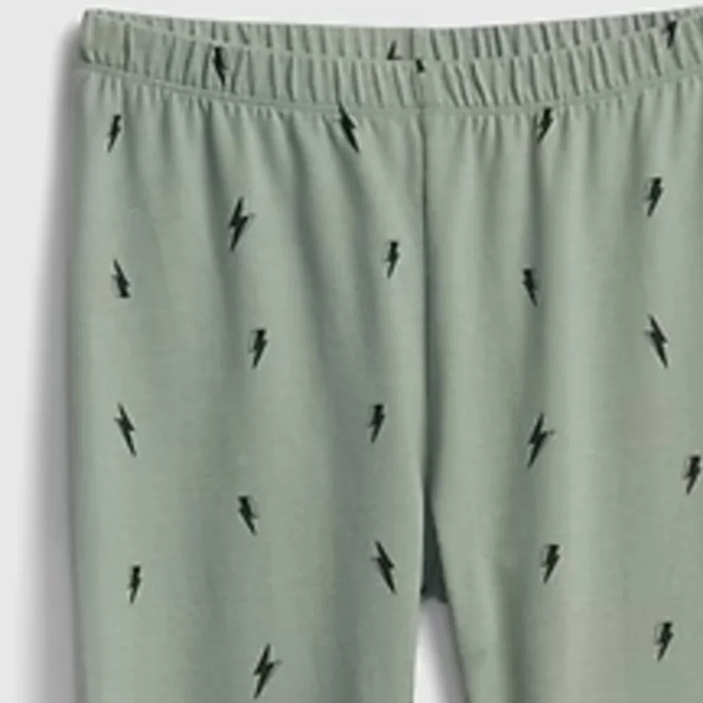 NEW Gap Kids Elastic Waist Pull On Full Length Olive Lightning Bolt Legging Pant